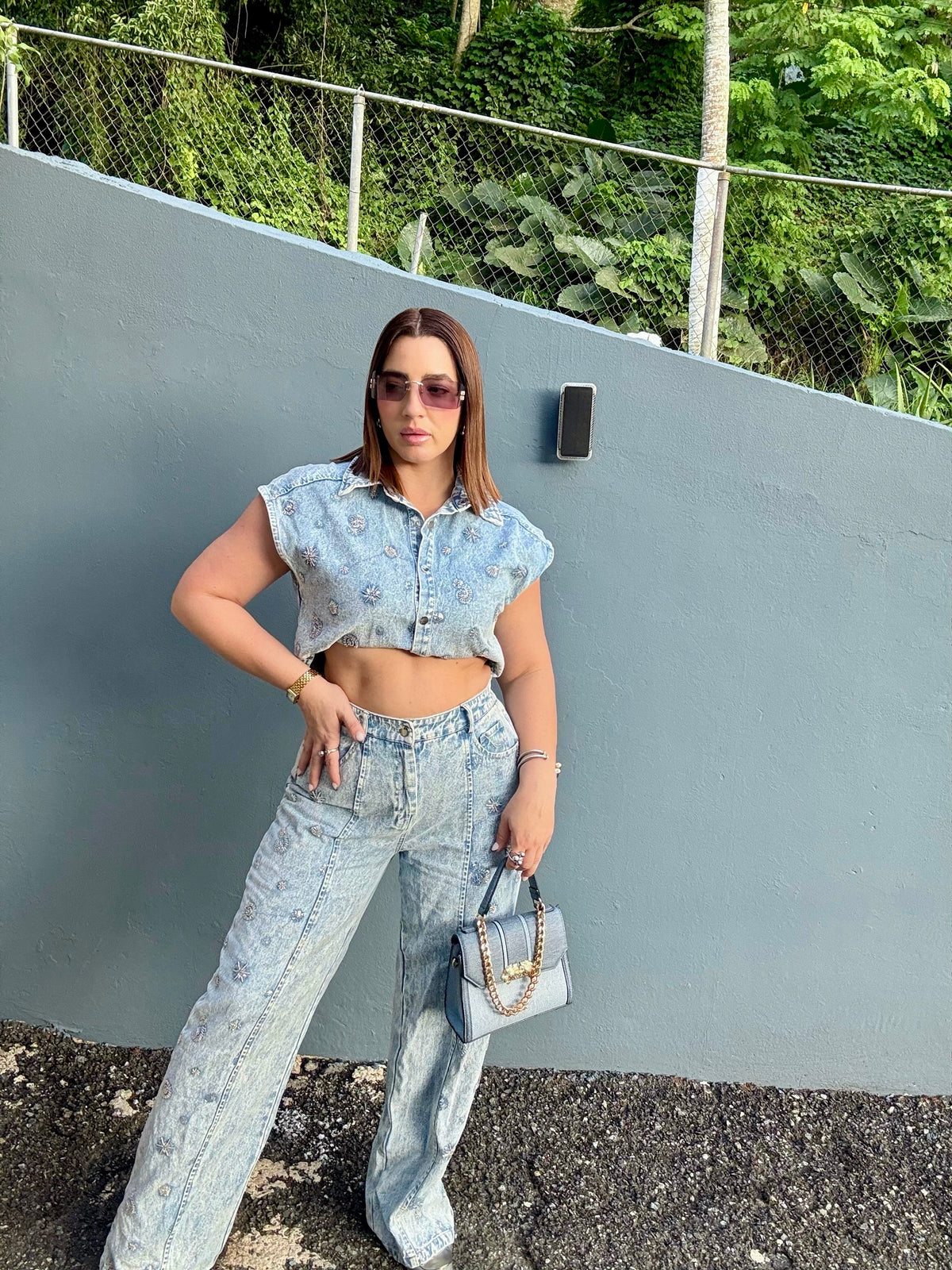 Denim Set Silver Details