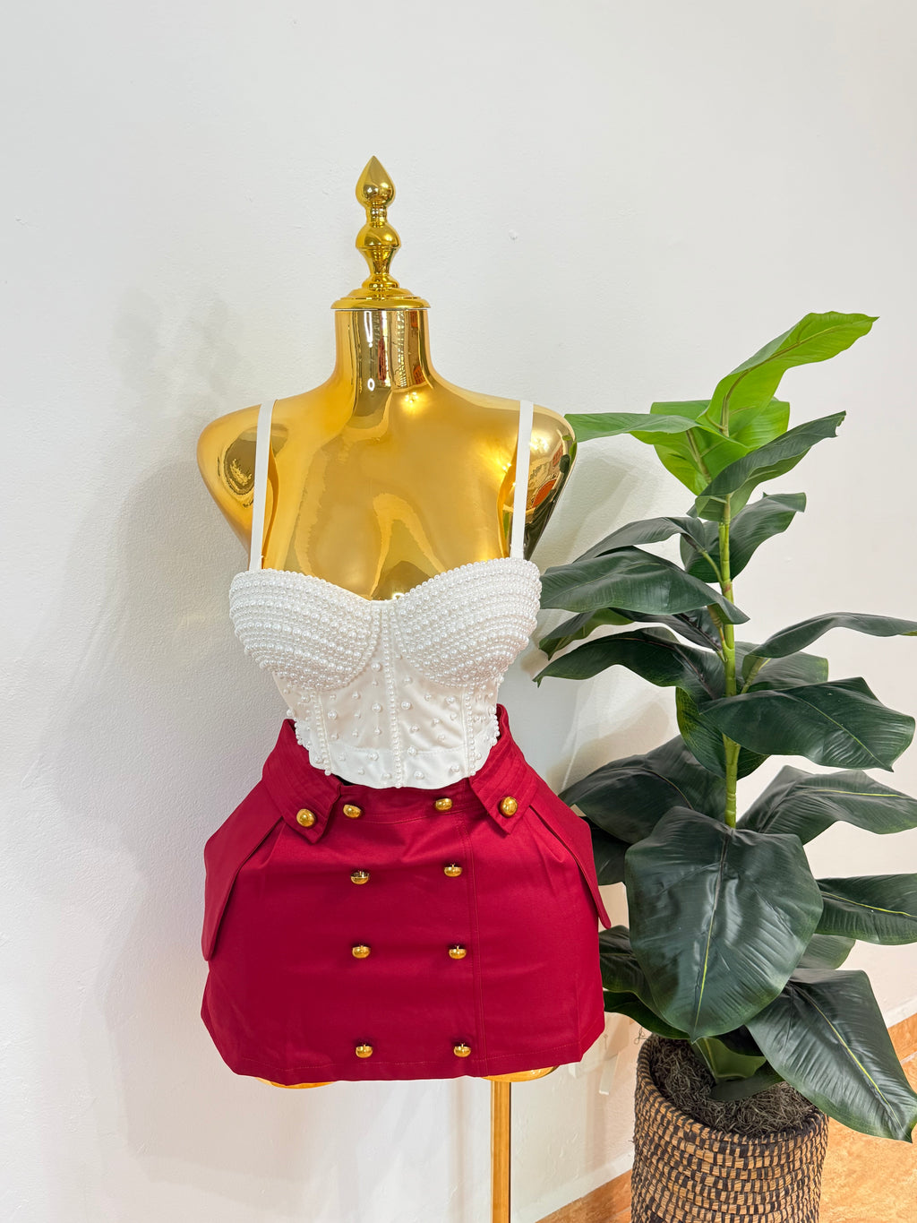 Military Skort (negra y burgundy)