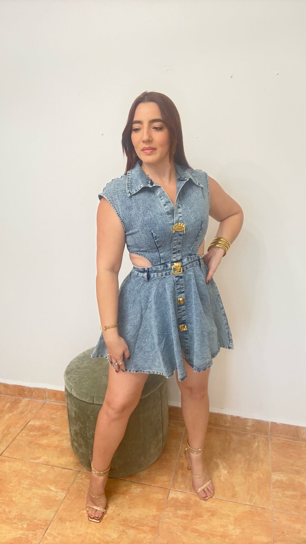 Golden Denim Dress
