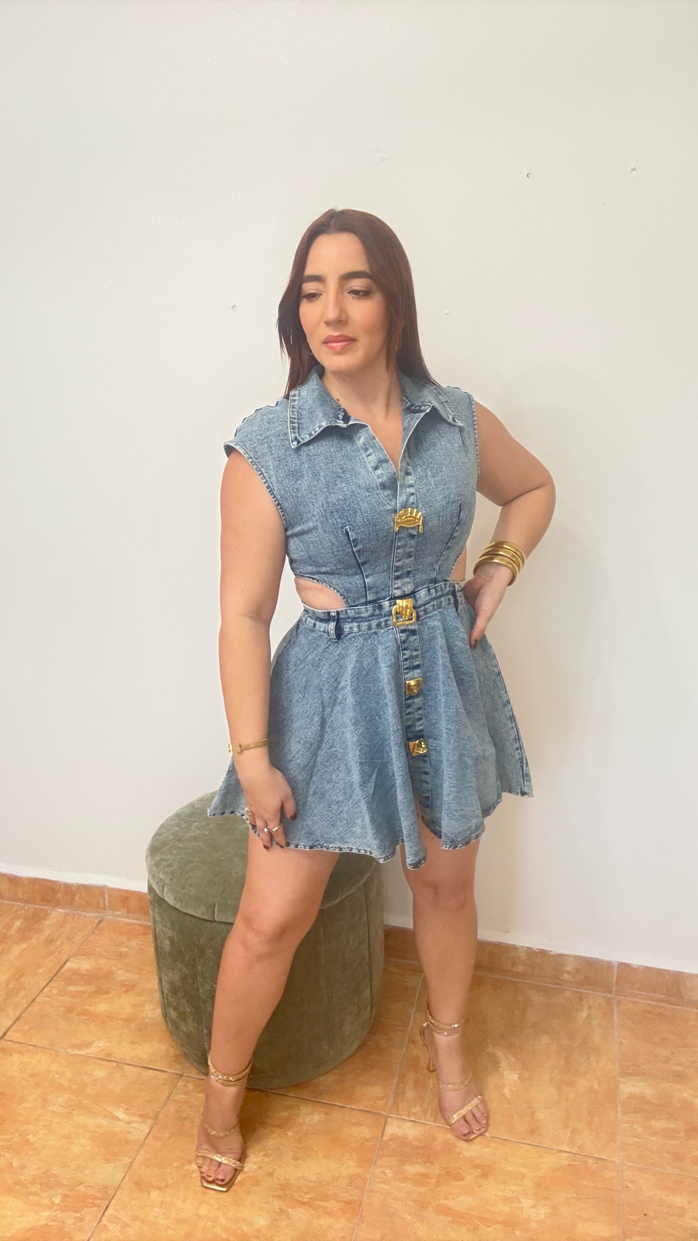 Golden Denim Dress