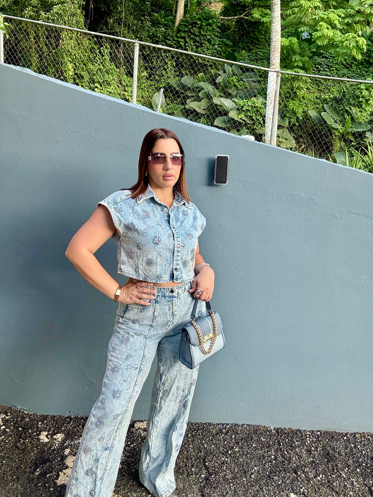 Denim Set Silver Details