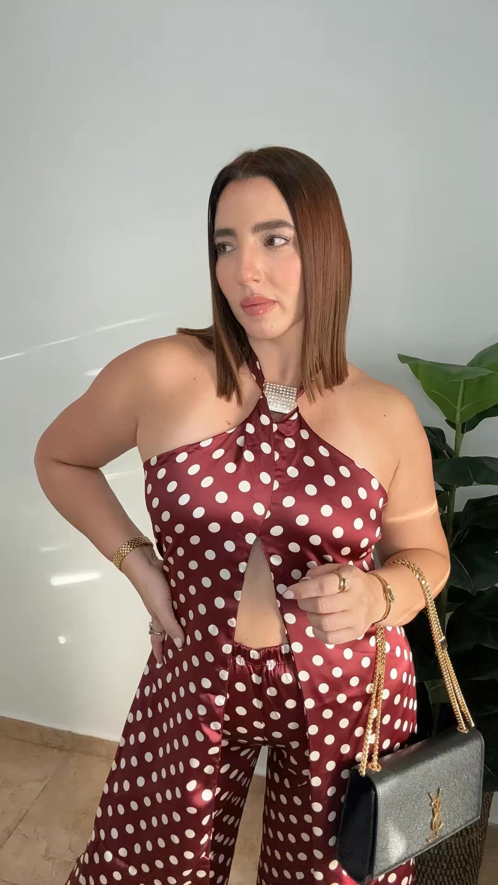 Polka Dot Burgundy Set