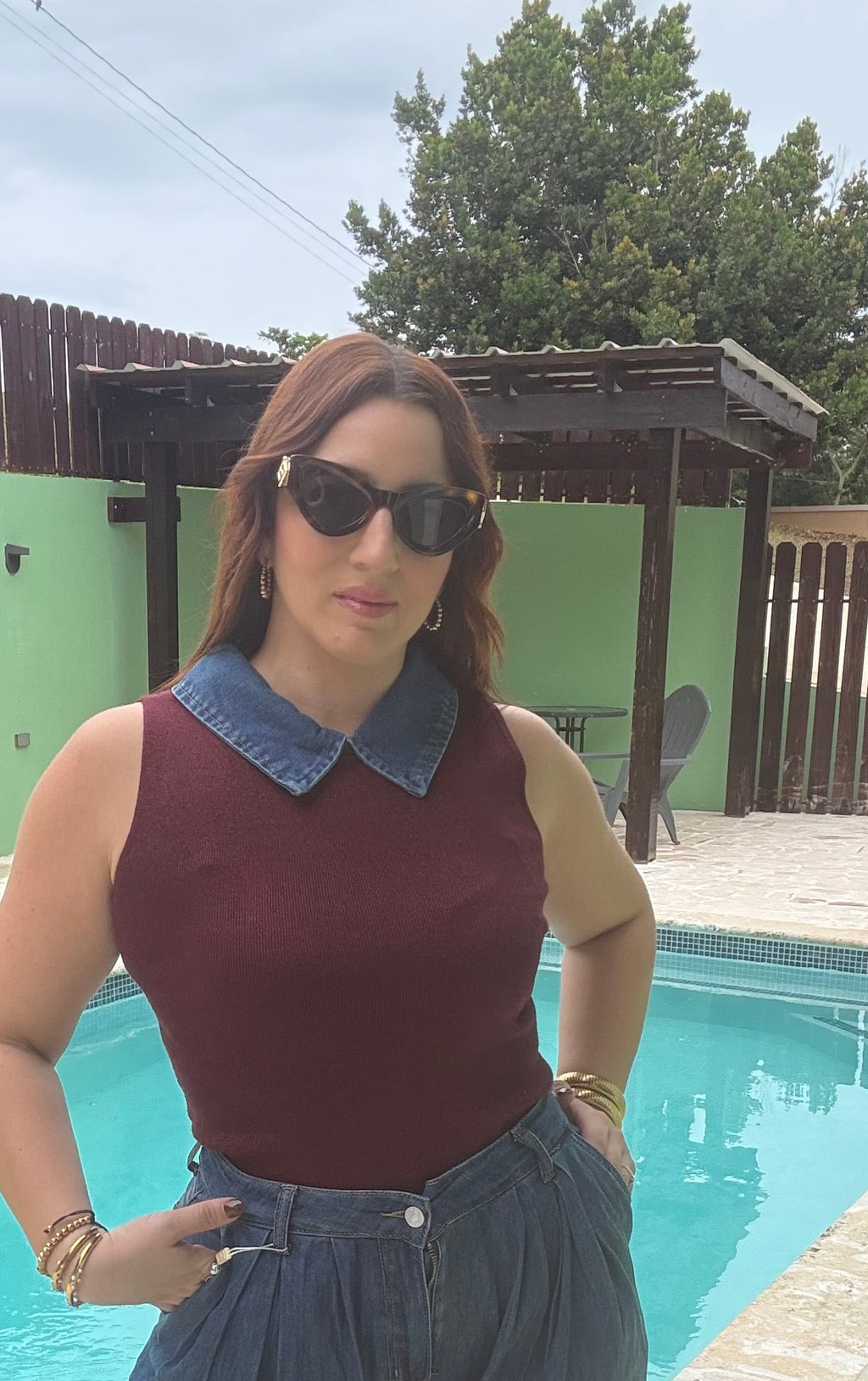 Élan Top Burgundy (solo top) Utilicé talla S