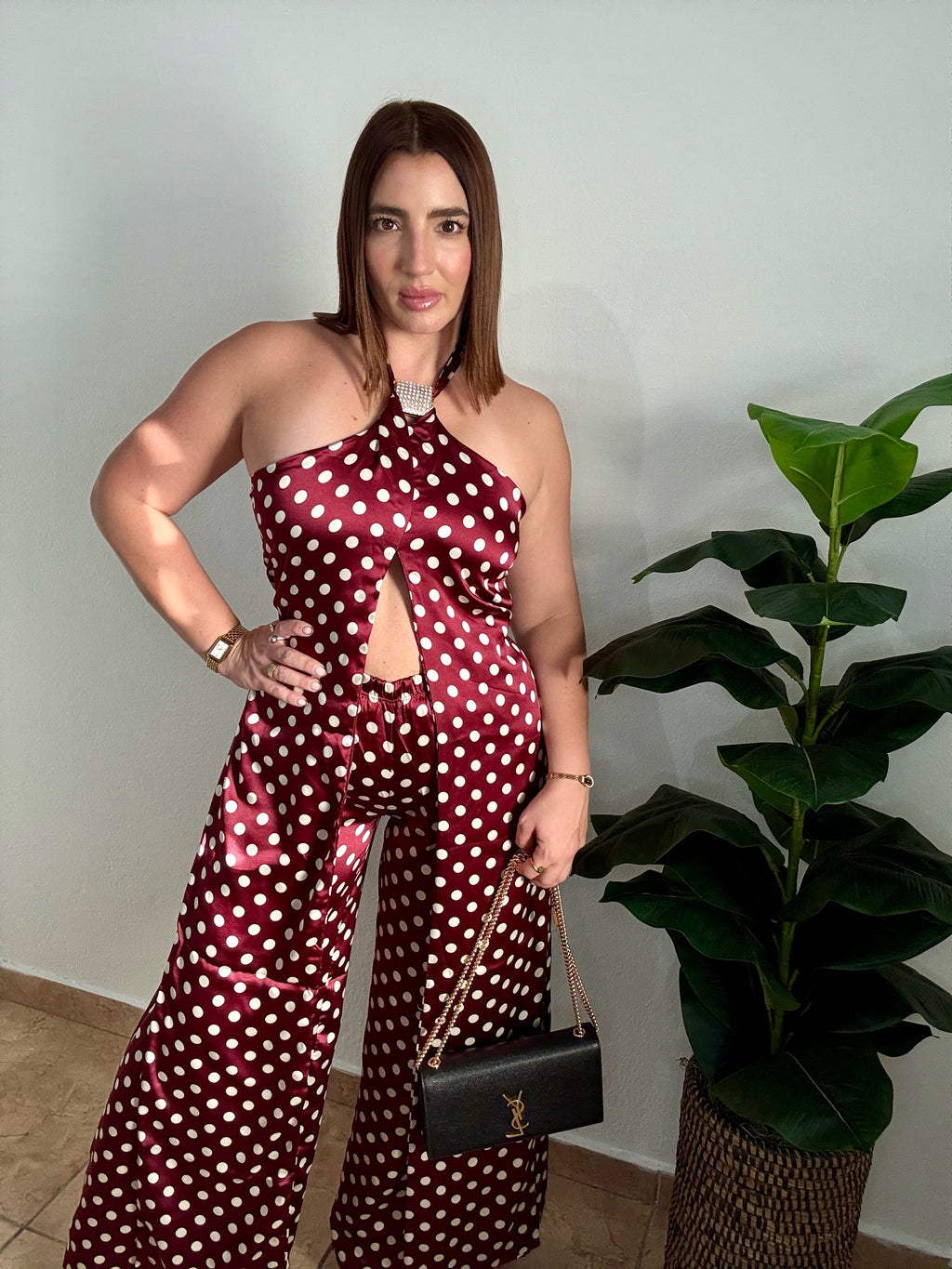Polka Dot Burgundy Set