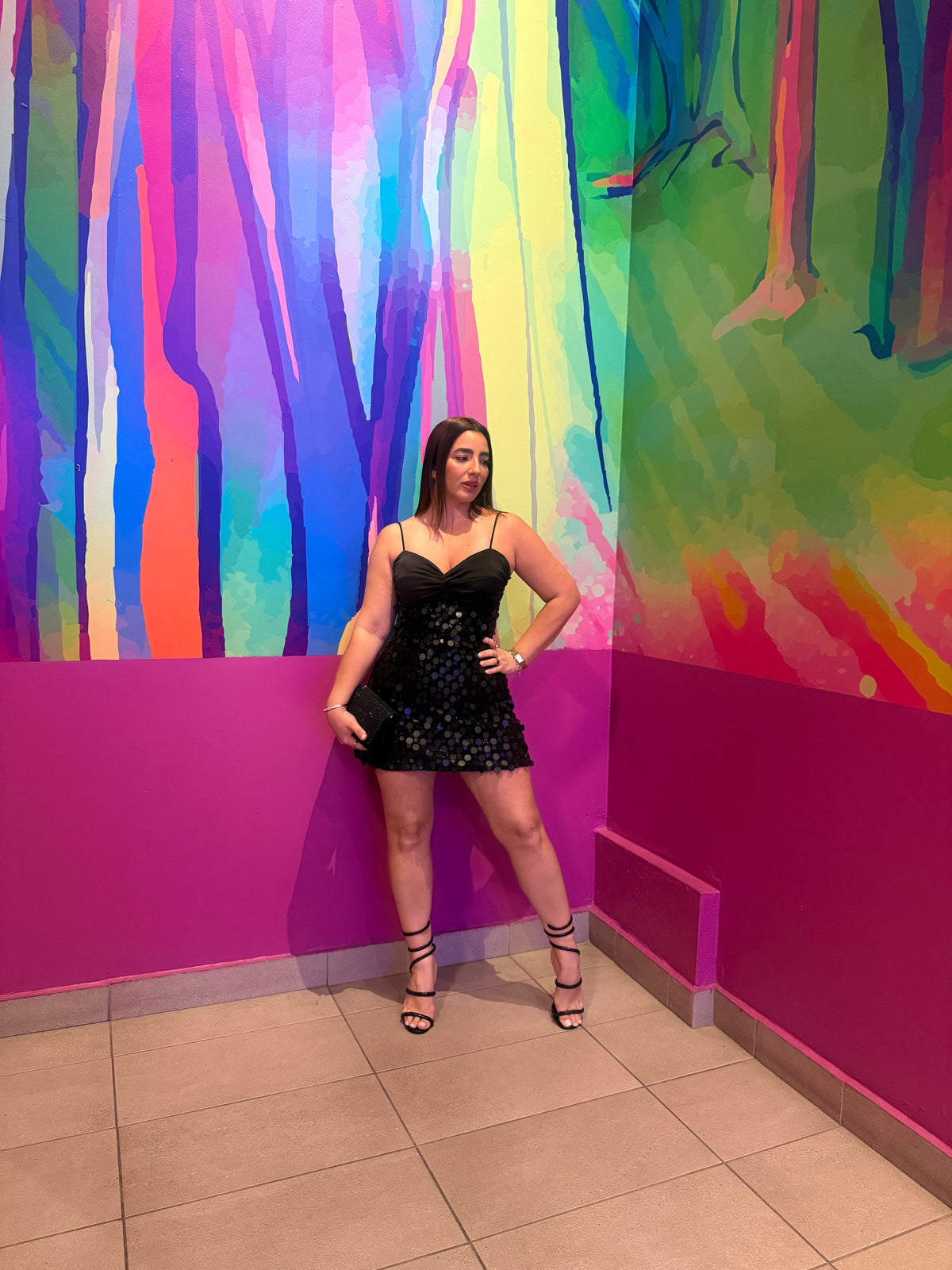 Bow Sequin Mini Dress
