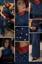 Polka Dot Denim Cargo Set