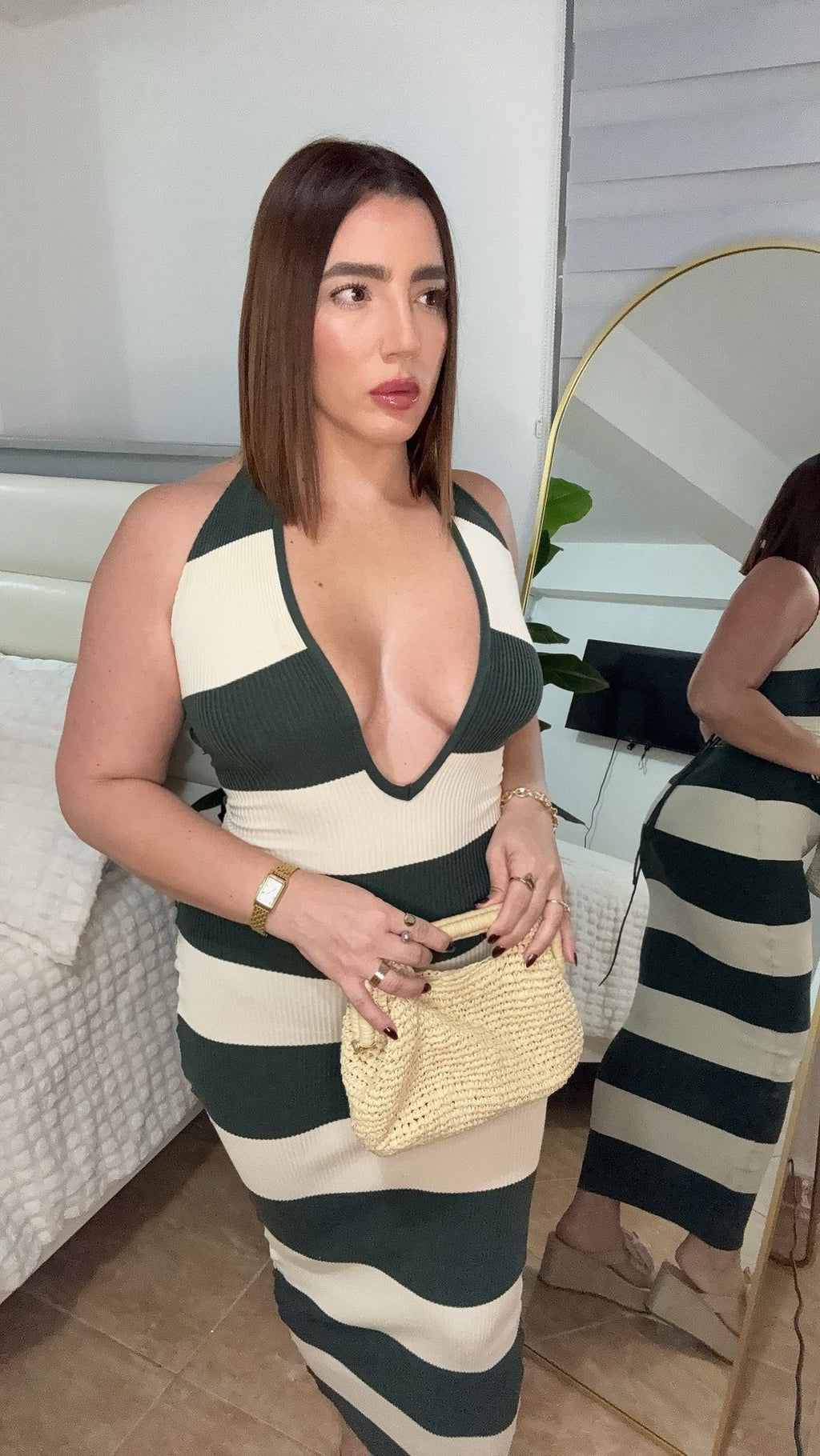 Olive Stripe Dress