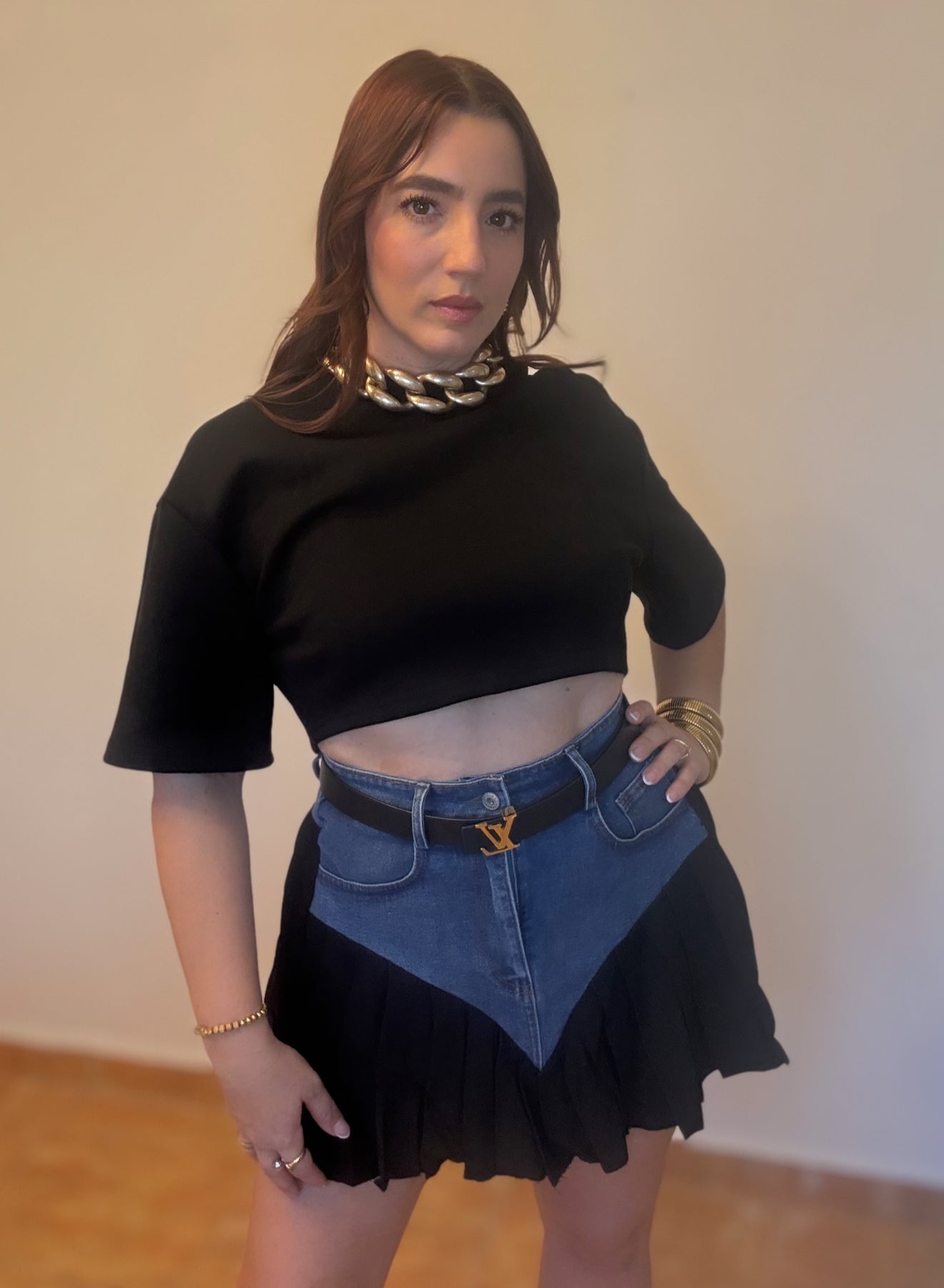 Denim Black Skirt